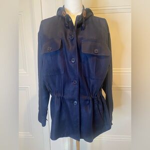 Ralph Lauren Navy 100% Linen Jacket Size Medium Lightweight Spring Layering